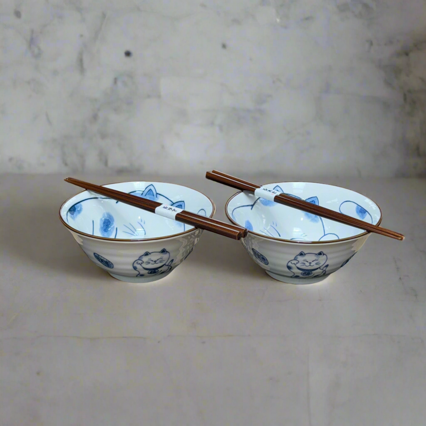 Lucky Cat Design 2 piece boxed bowl set 15cm