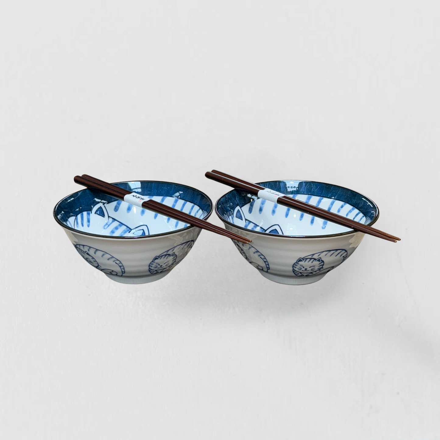 Striped Cat Design 2 piece boxed bowl set 15cm