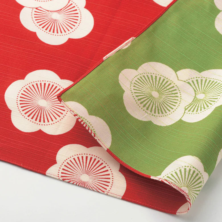 Furoshiki Isa monyo Reversible - Japanese Apricot Red Green 48cm