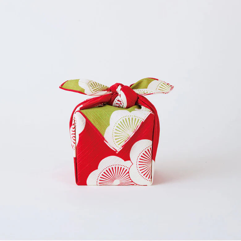 Furoshiki Isa monyo Reversible - Japanese Apricot Red Green 48cm