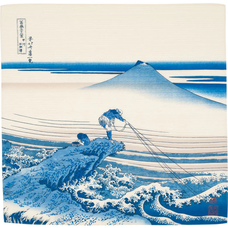 Furoshiki Ukiyo-e - Kajikazawa Inkai Province Blue 48cm