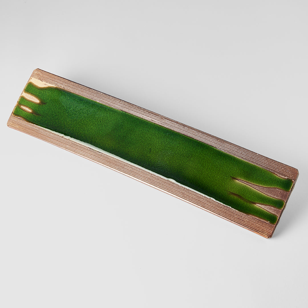 Bright Oribe Green Glaze Sushi Platter 53cm