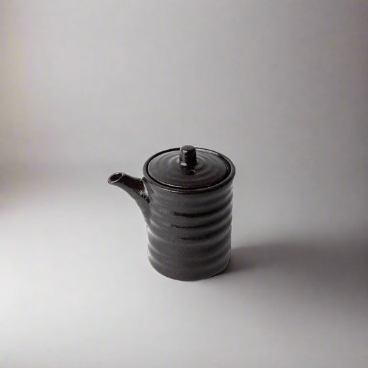 Black Ribbed Soy Pot 170m