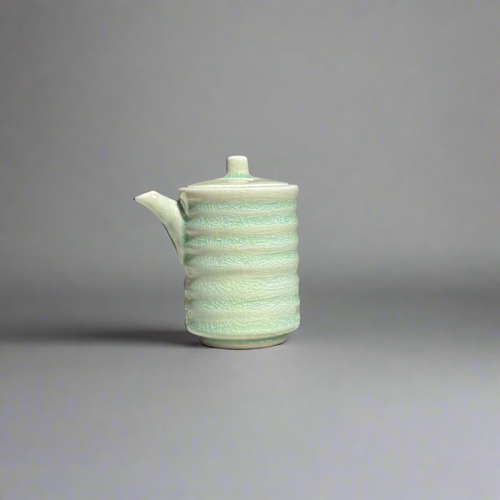 Celadon ribbed soypot 170ml