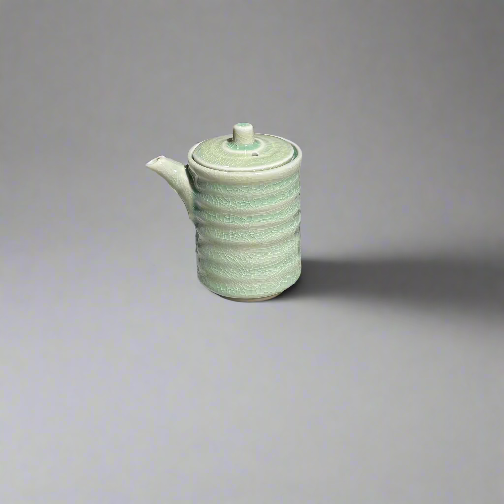 Celadon ribbed soypot 170ml