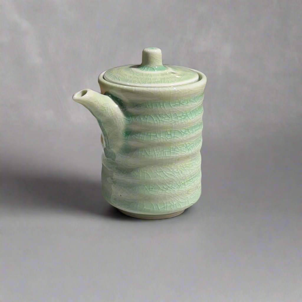 Celadon ribbed soypot 170ml