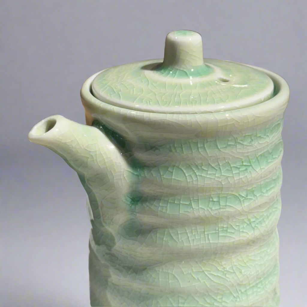 Celadon ribbed soypot 170ml