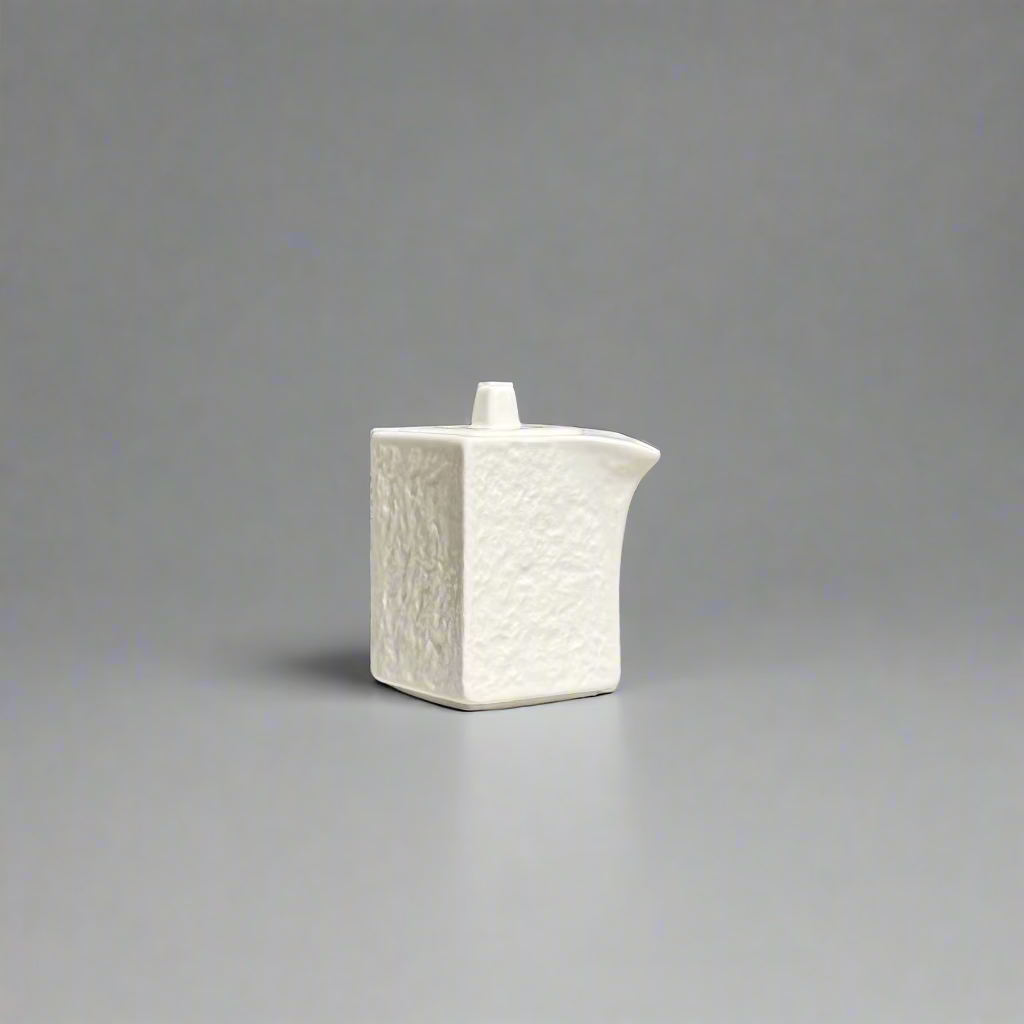 Textured White squared soypot 9.6cm