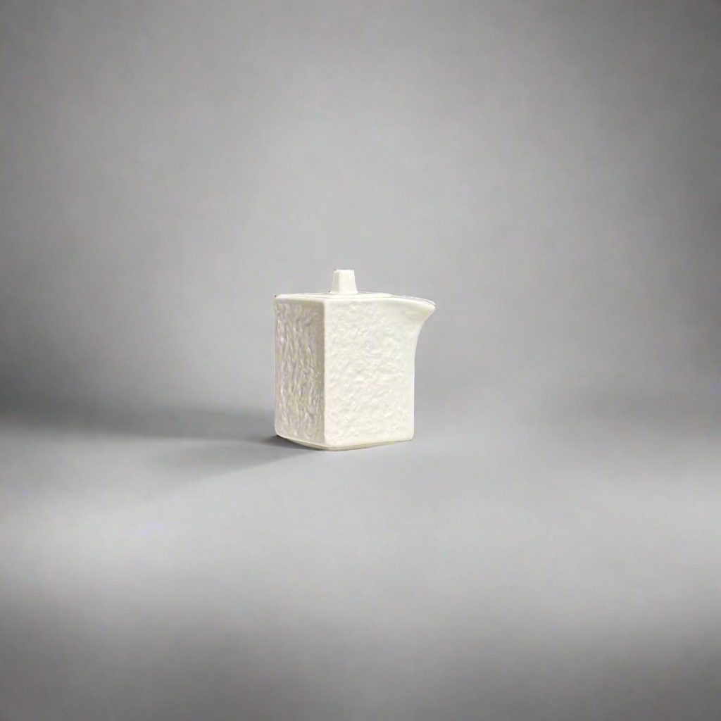 Textured White squared soypot 9.6cm