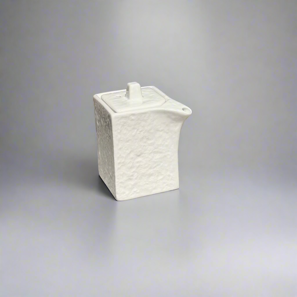 Textured White squared soypot 9.6cm