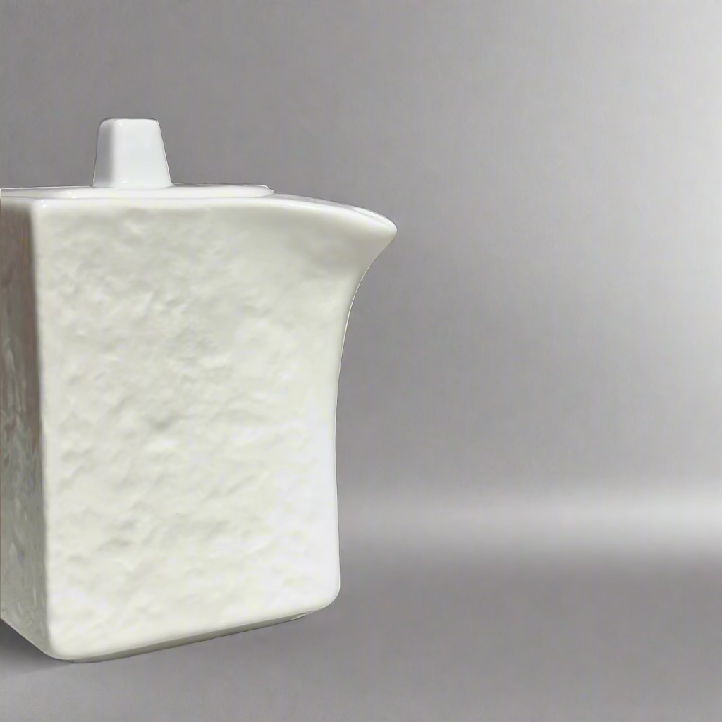 Textured White squared soypot 9.6cm