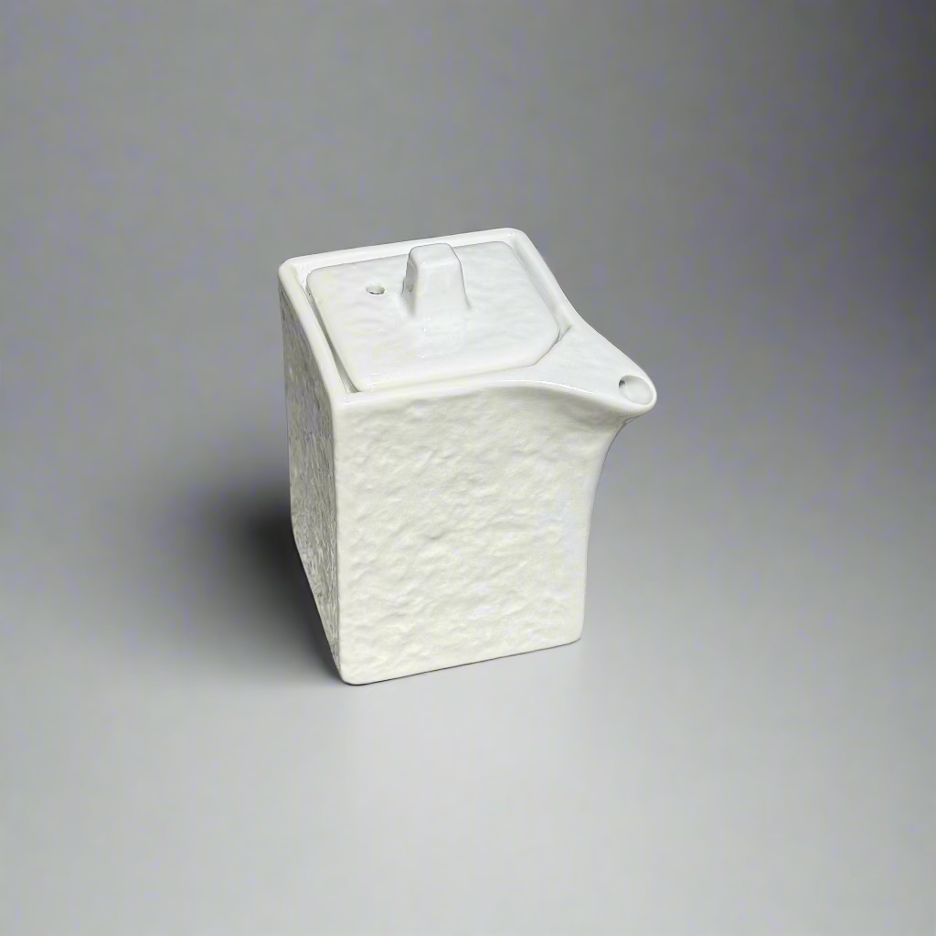 Textured White squared soypot 9.6cm