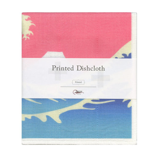 Printed Japanese Dishcloth - Waves with Mt. Fuji