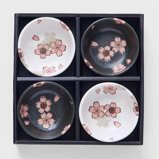 Pink Sakura, Black & White sauce dish gift set 9cm