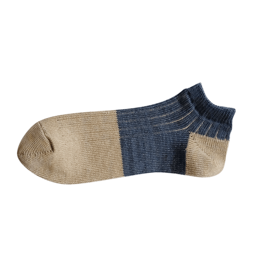 Linen Cotton Anklet Socks - Blue