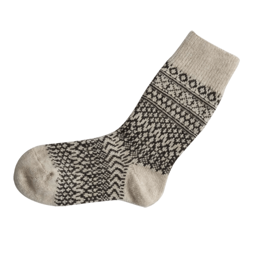 Wool Jacquard Socks - Oatmeal