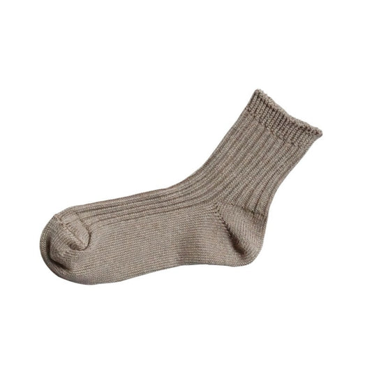 Linen Ribbed Socks - Beige