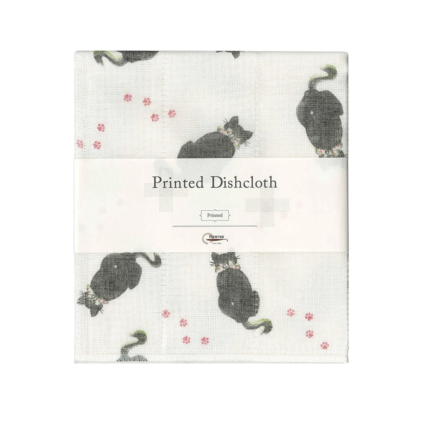 Printed Japanese Dishcloth - Black Cat