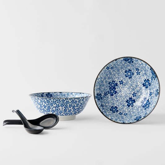 Blue Blossom ramen bowl gift set for two 20cm