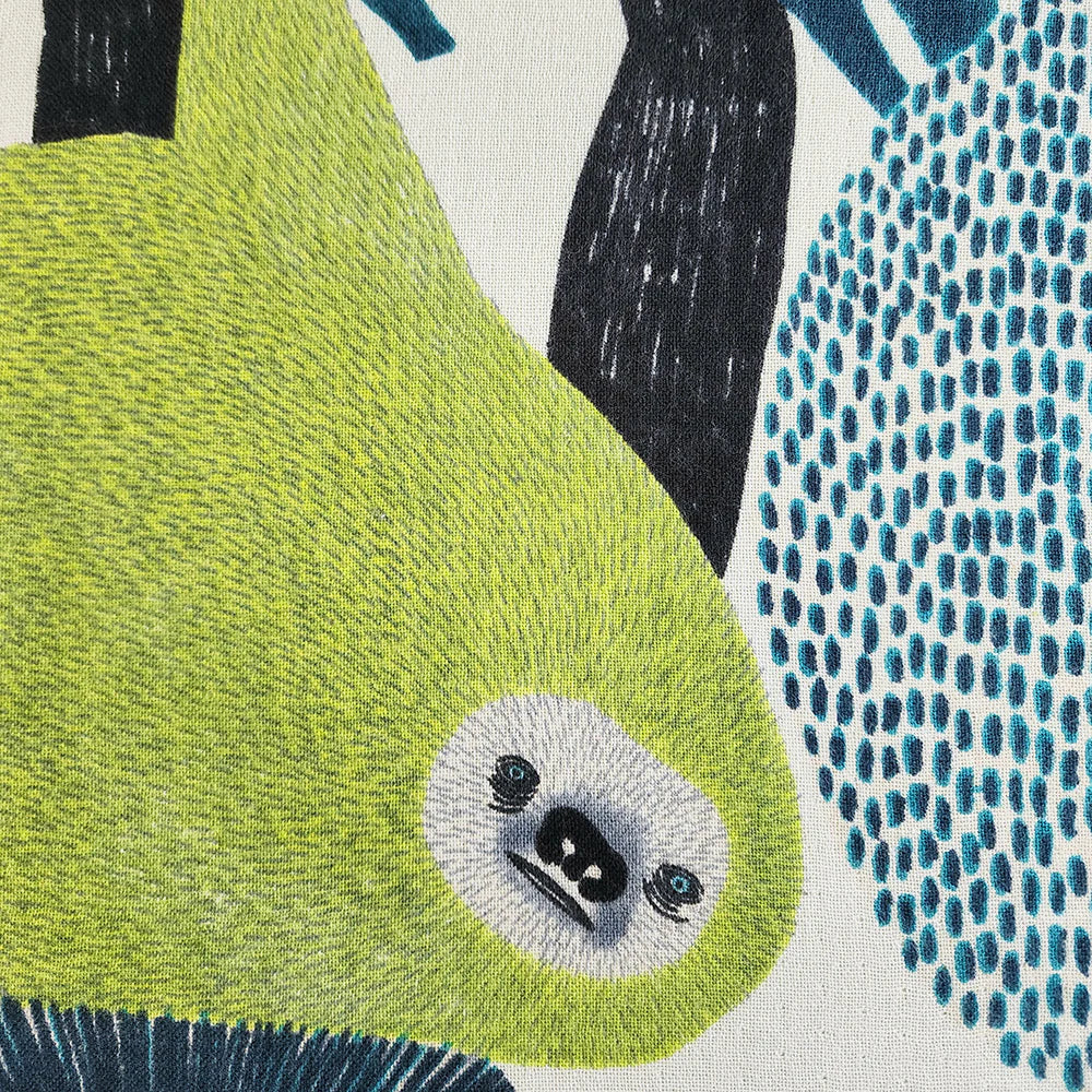 Tea Towel Tenugui - Sloth The job called Namakeru/Green 45x70cm