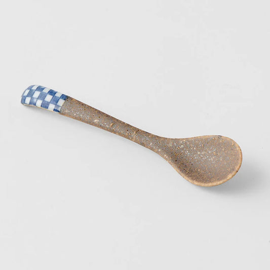 Indigo Checkerboard design small black spoon 12.5cm