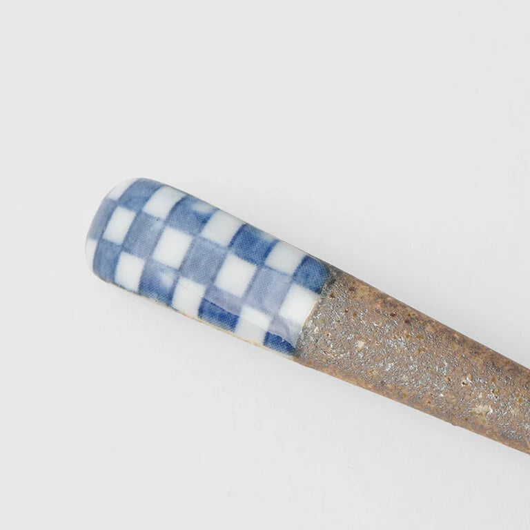 Indigo Checkerboard design small black spoon 12.5cm