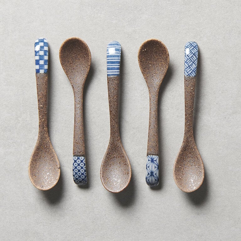 Indigo Shibori Design small bisque spoon 12.5cm