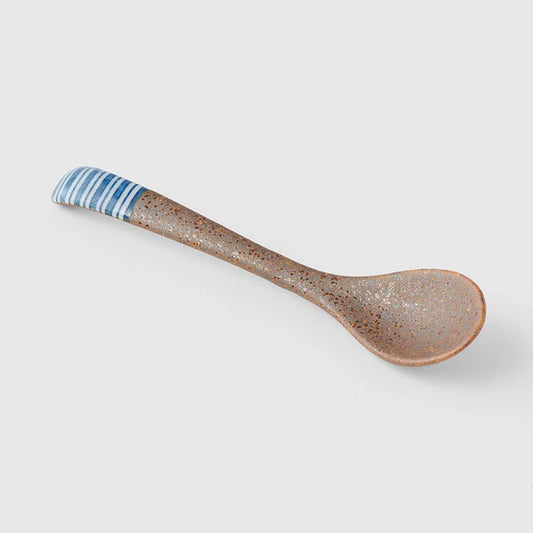 Indigo Stripe design small bisque spoon 12.5cm