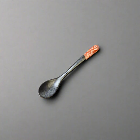 Orange Asanoha design small black spoon 12.5cm