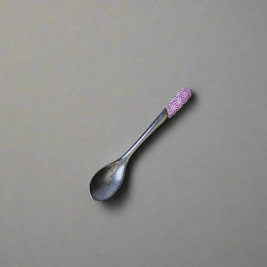 Purple Asanoha design small black spoon 12.5cm