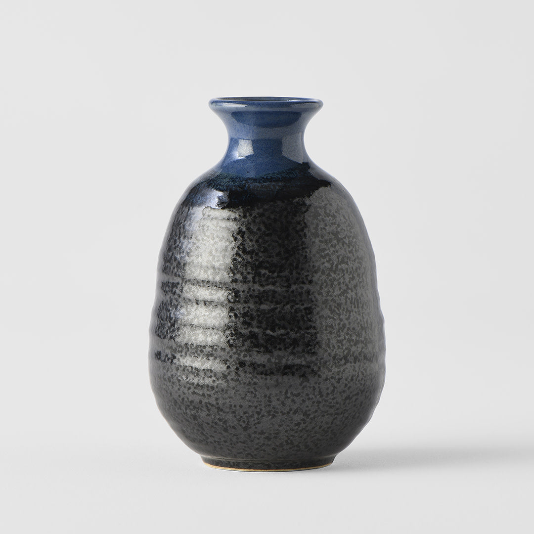 Black with blue top sake jug 12cm