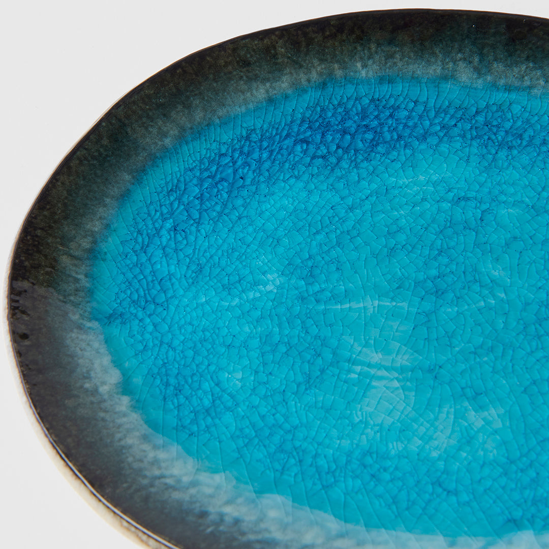 Sky Blue Oval Flat Plate 18cm