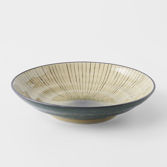 Dark Green Converging shallow bowl 23cm