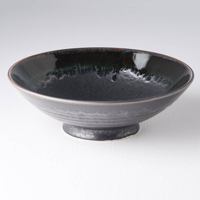 Matt W' Shiny Black Edge ramen bowl 25cm