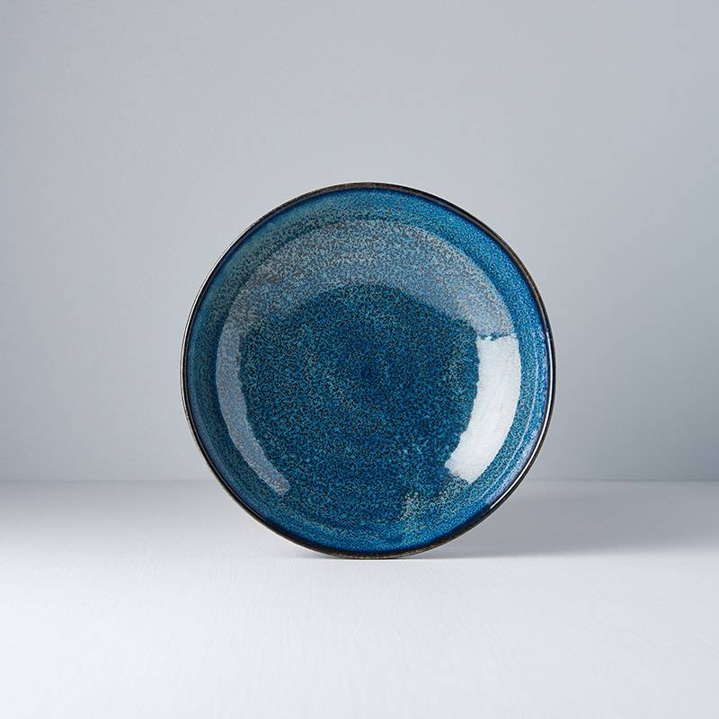 Indigo Blue shallow open bowl 21cm