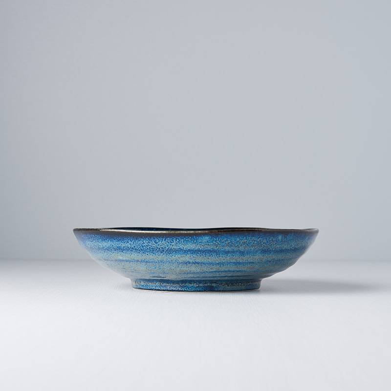 Indigo Blue shallow open bowl 21cm