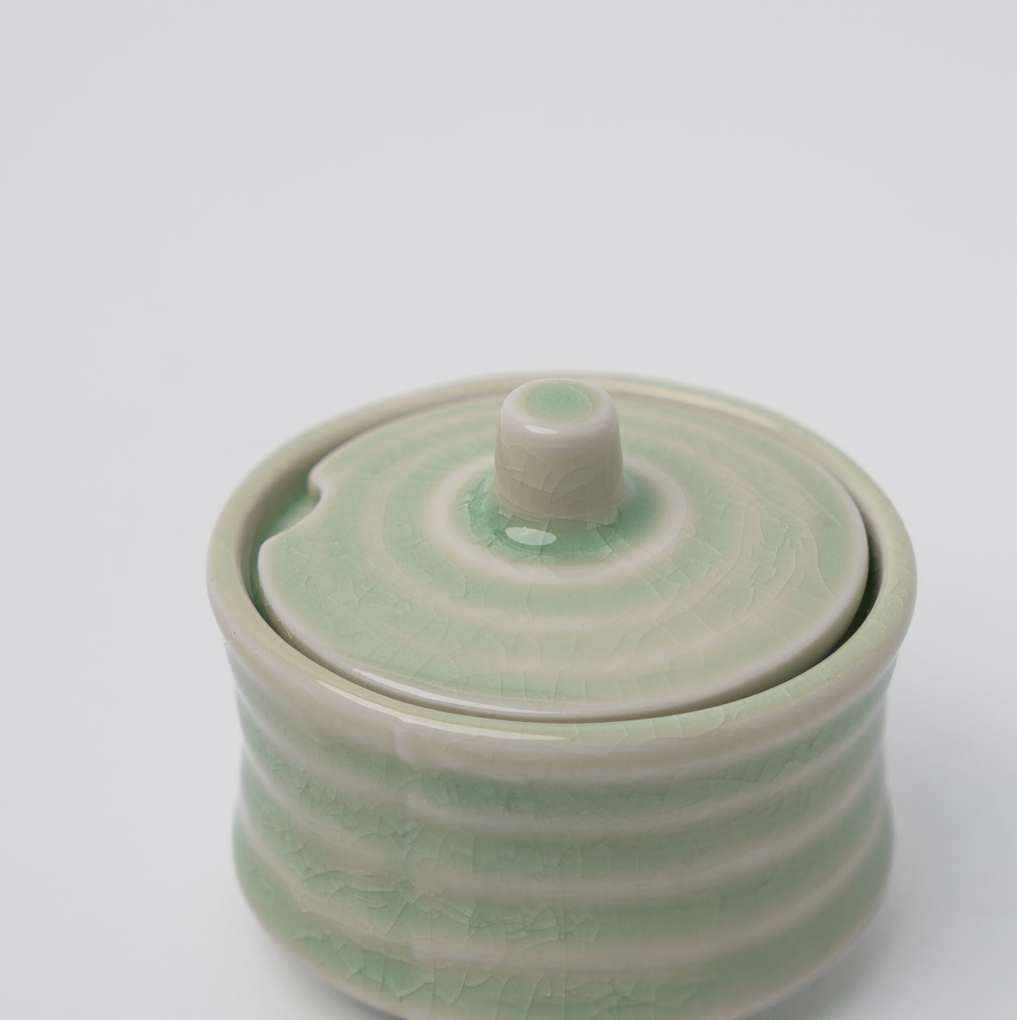 Sugar Pot Ribbed Celadon 116ml