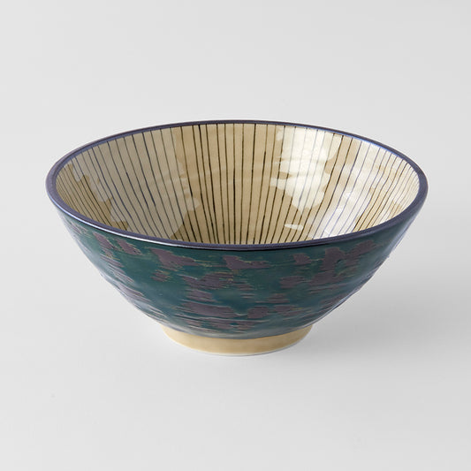 Dark Green Converging Lines udon bowl 19.5cm