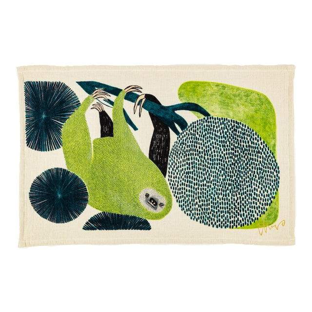 Tea Towel Tenugui - Sloth The job called Namakeru/Green 45x70cm