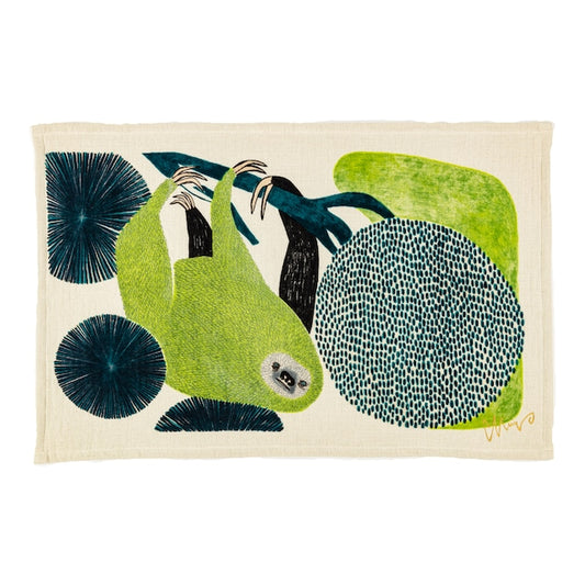 Tea Towel Tenugui - Sloth The job called Namakeru/Green 45x70cm