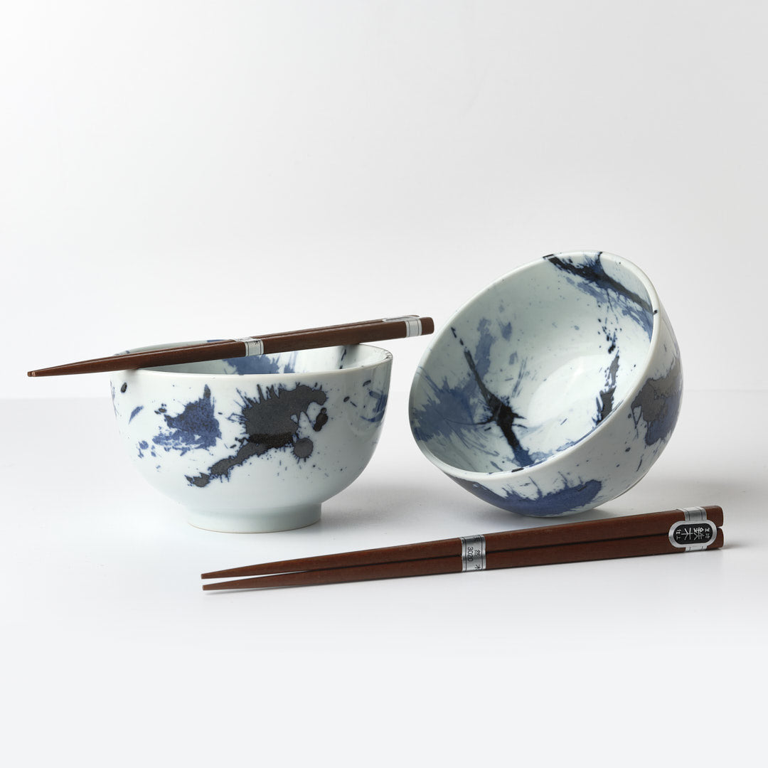 Blue and white splash 2 piece boxed bowl set 13cm