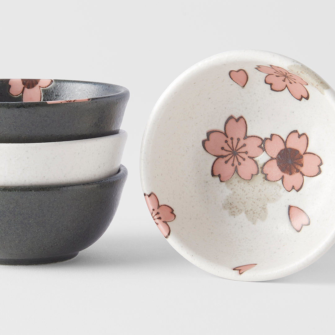 Pink Sakura, Black & White sauce dish gift set 9cm