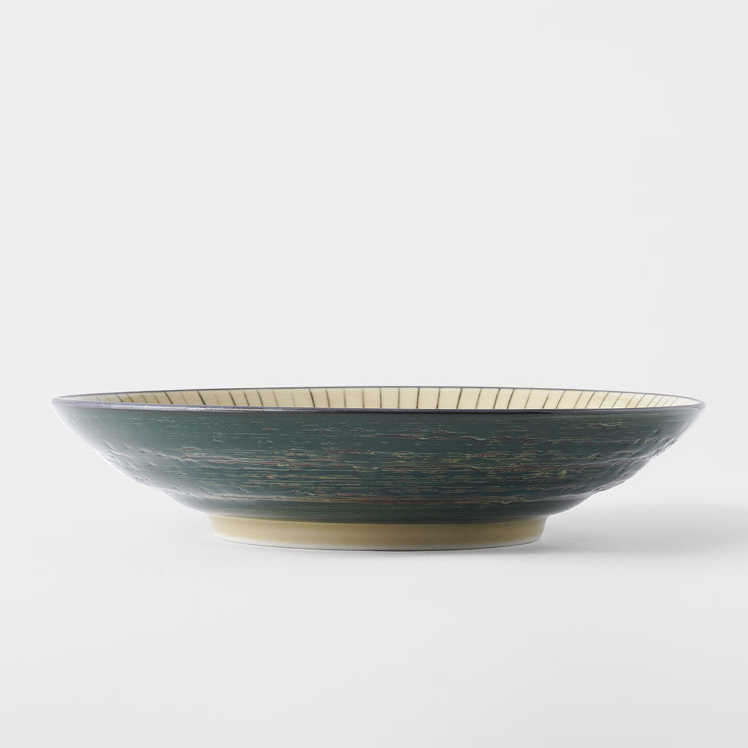 Dark Green Converging shallow bowl 23cm