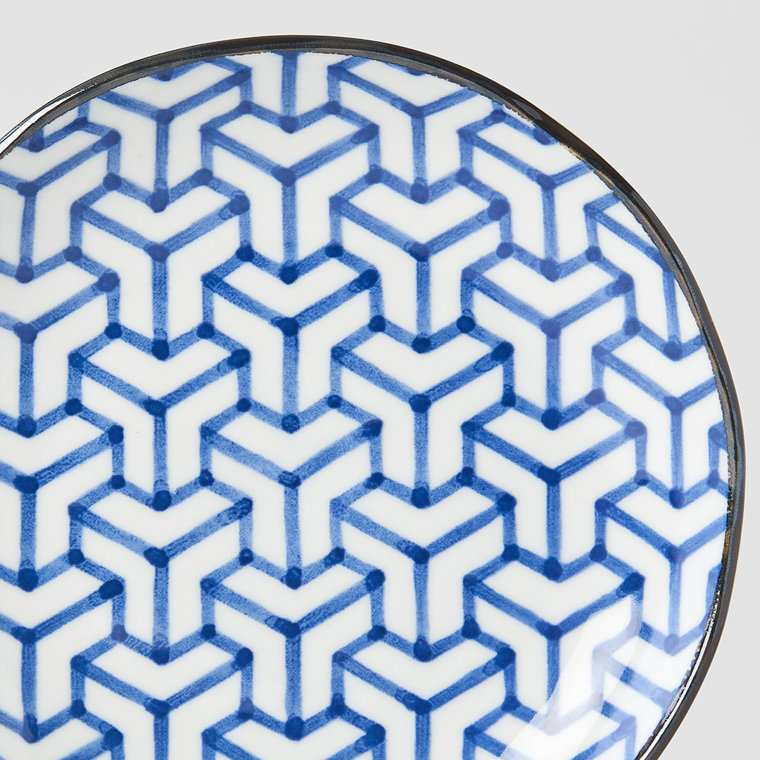 Indigo Herringbone Ikat plate 17cm