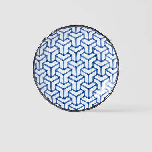 Indigo Herringbone Ikat plate 17cm