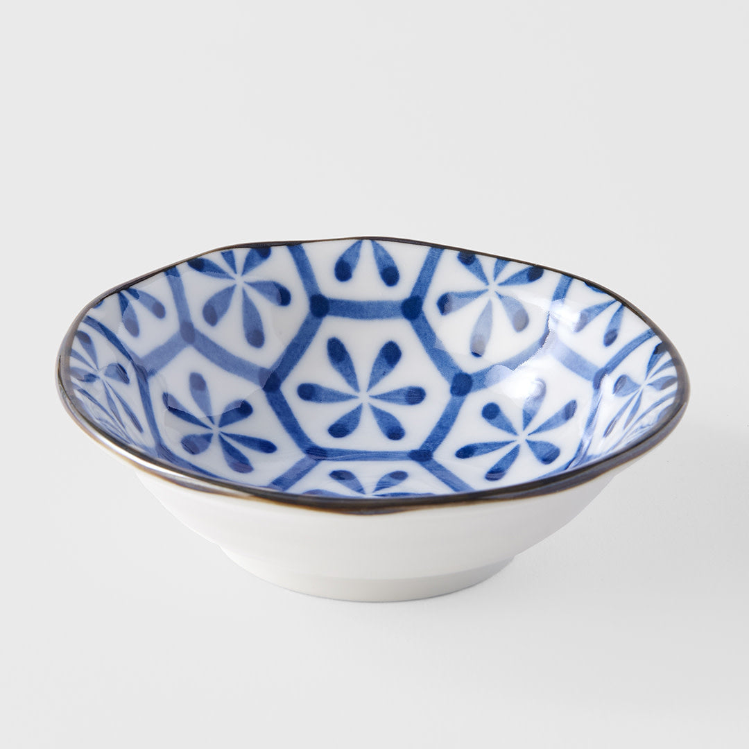 Indigo Hexagon Flower Ikat small bowl 11cm