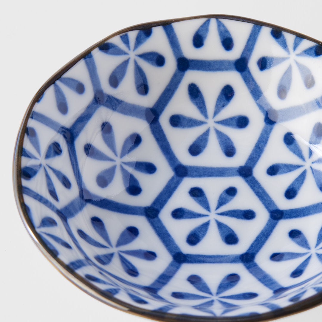 Indigo Hexagon Flower Ikat small bowl 11cm