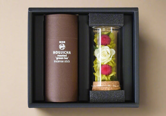 Kouchayou Incense & Flower gift set houjicha