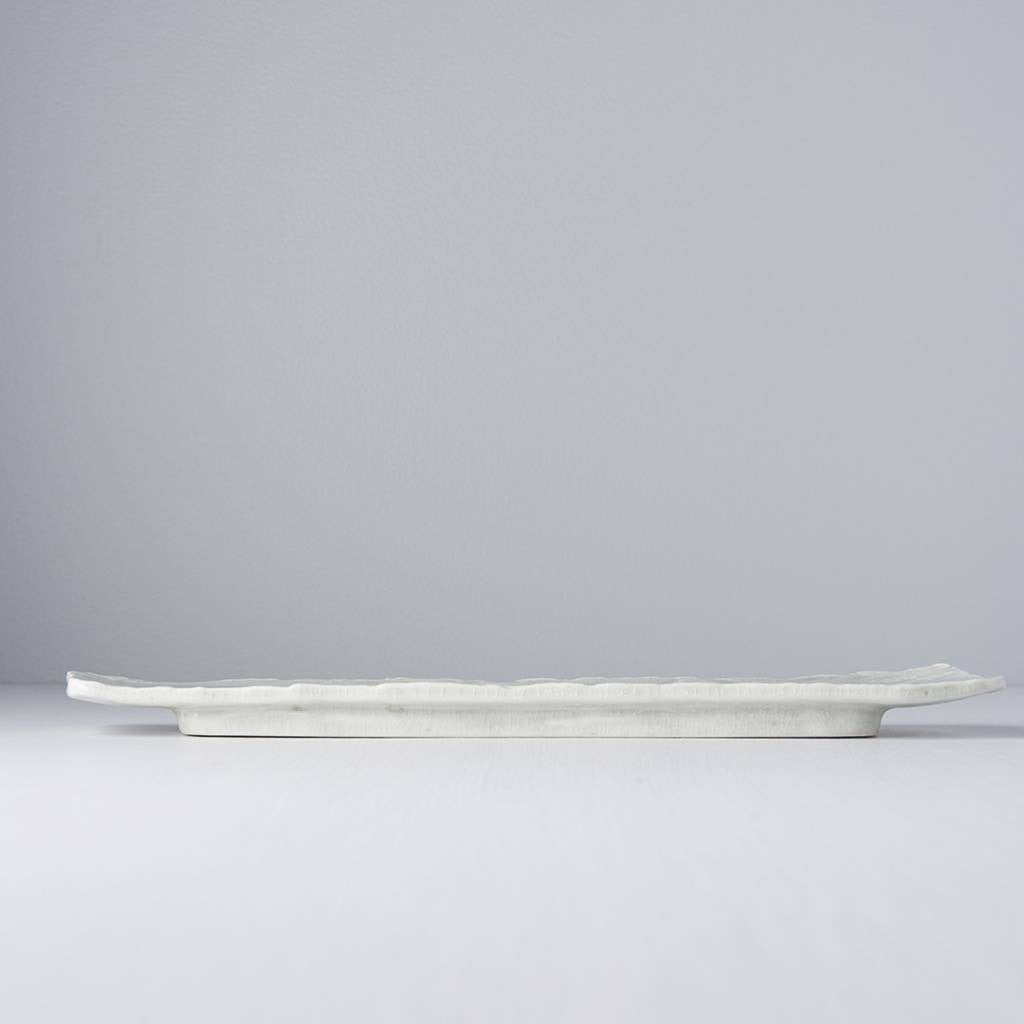 Pale green/grey long organic sashimi plate 36cm