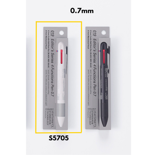 Stalogy 4 Functions Pen, 0.7mm, White